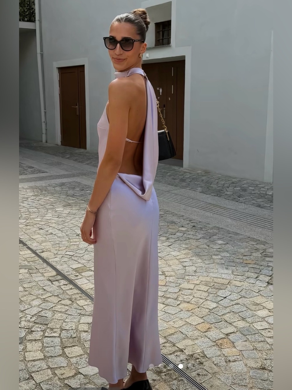 🔥🔥Zara Lavender Backless Satin Dress
